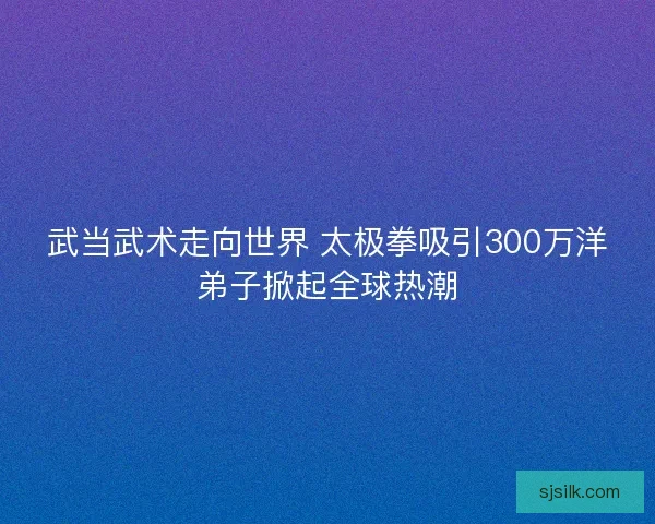 武当武术走向世界 太极拳吸引300万洋弟子掀起全球热潮